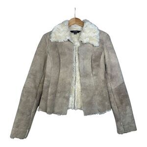 Express Leather Lined Hook/Eye Closure Jacket‎ size 9/10 Tan